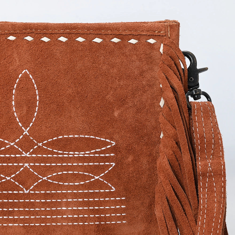 American Darling Fringed Cowboy Boot Stitch Tan Bag