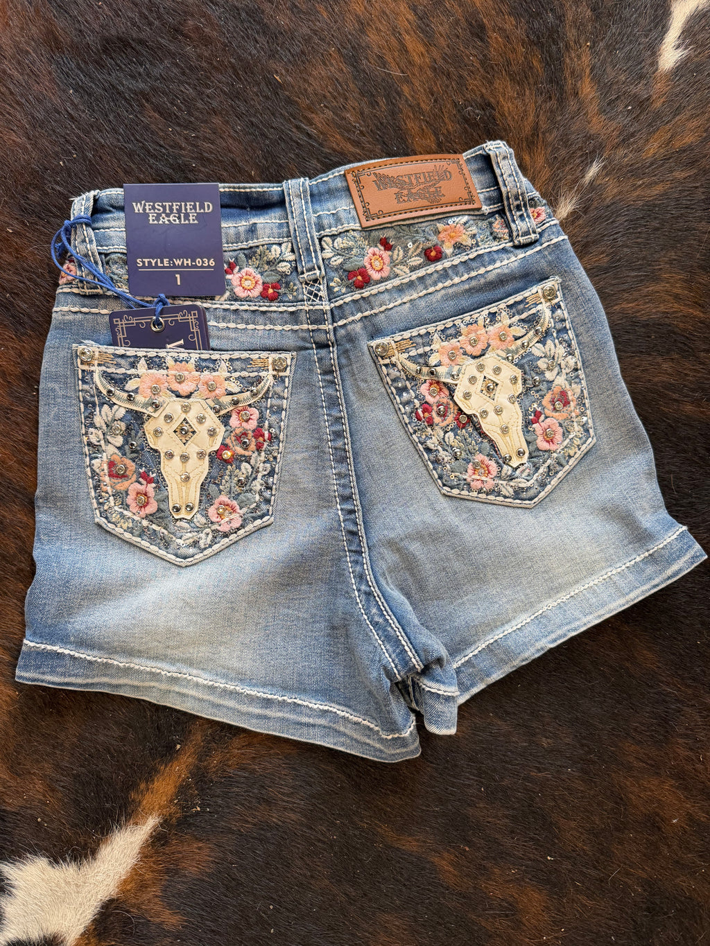 Westfield Eagle Denim Shorts Floral Longhorn