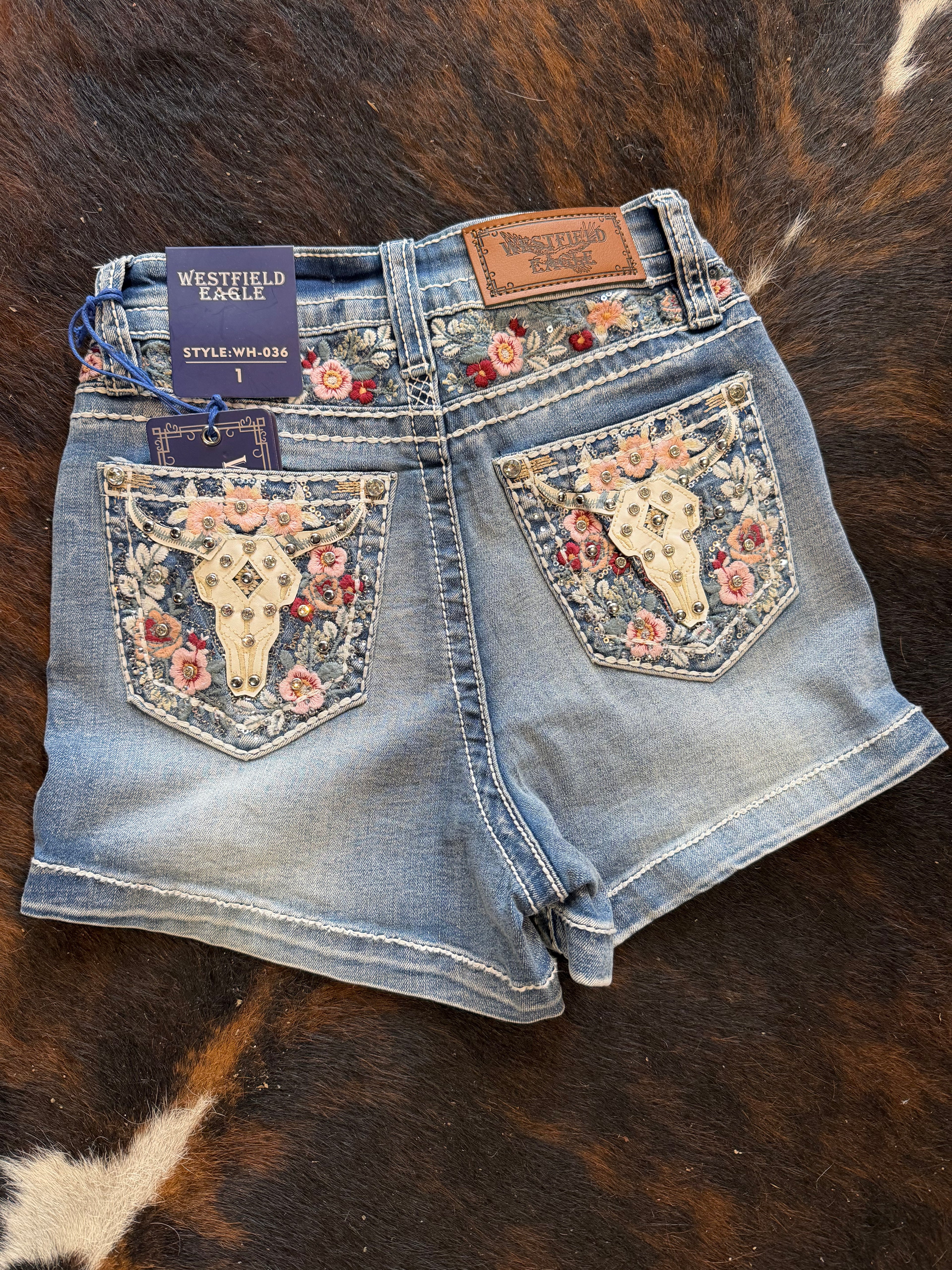 Westfield Eagle Denim Shorts Floral Longhorn