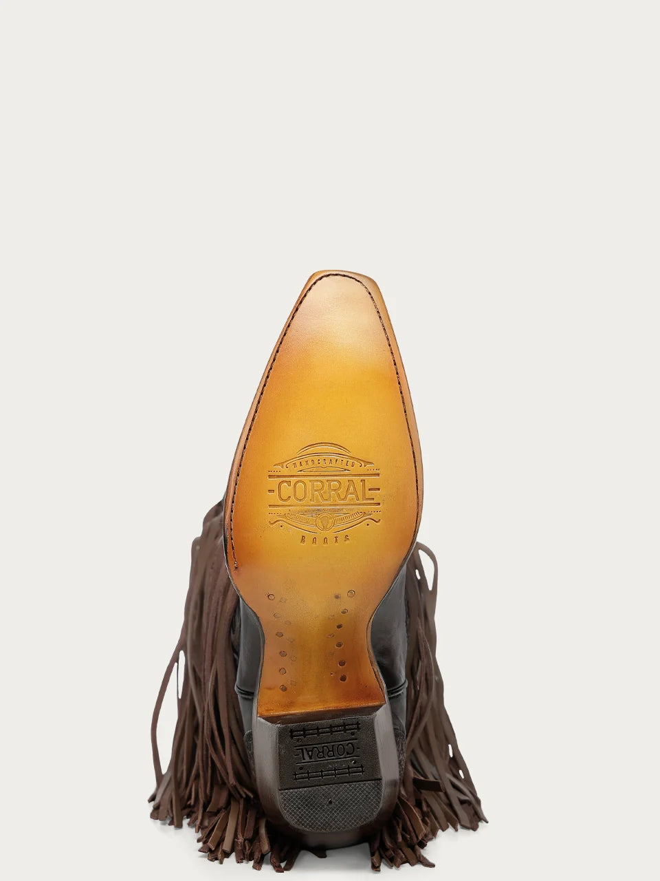 Corral Brown Overlay Lamb Fringe Woven Snip Toe Cowboy Boots A5023