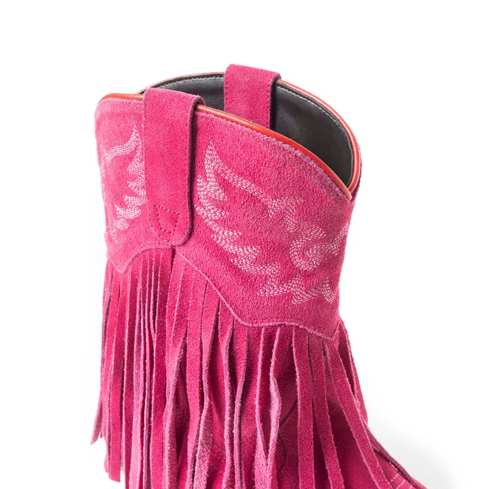 Myra Pink Fringe Short Rodeo Boots
