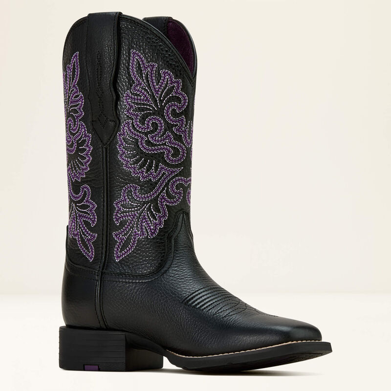Ariat Round Up StretchFit Wide Square Toe Western Boot Black