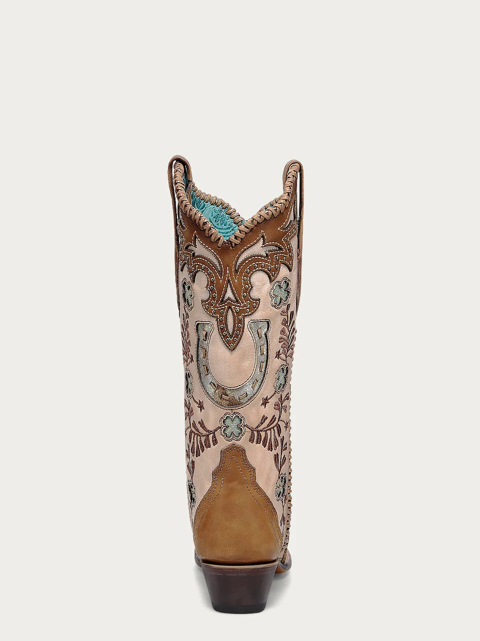 Corral Honey Horseshoe Overlay Handwoven Snip Toe Cowboy BootS A4863