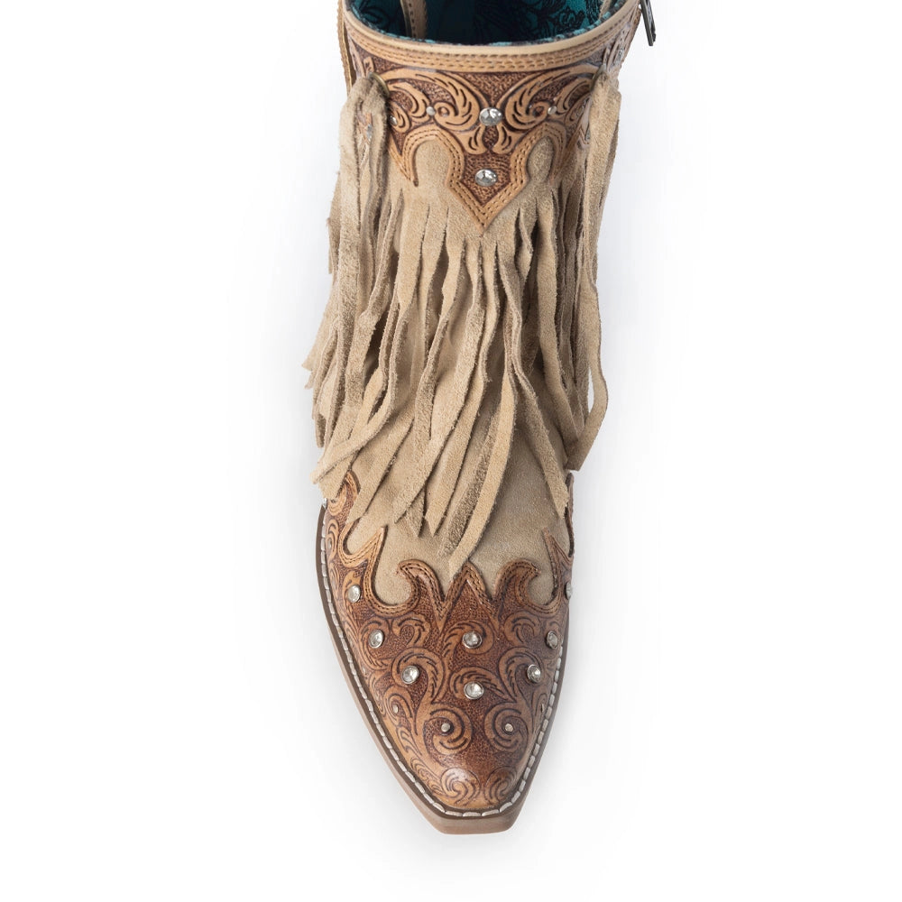 Myra Nashville Nights Fringe Cowboy Boots Handtooled with Swarovski Stones