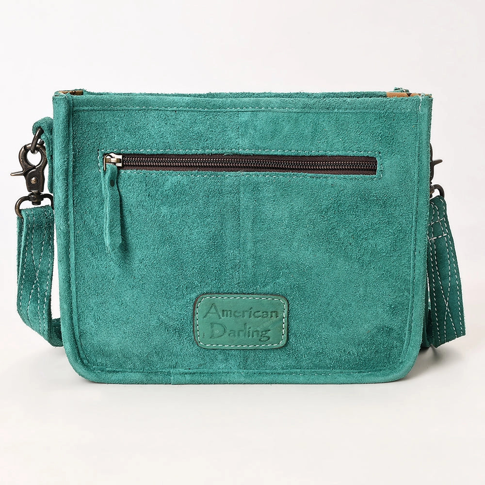 American Darling Fringed Cowboy Boot Stitch Turquoise Bag