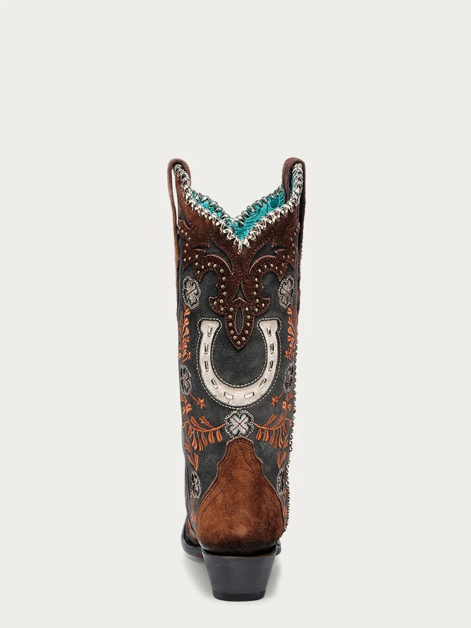 Corral Floral Horseshoe And Embroidery Snip Toe Brown Cowboy Boots A4862