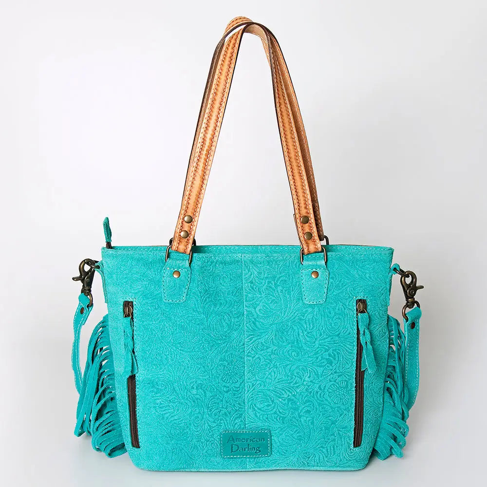 American Darling Genuine Leather Turquoise Fringe Western Bag