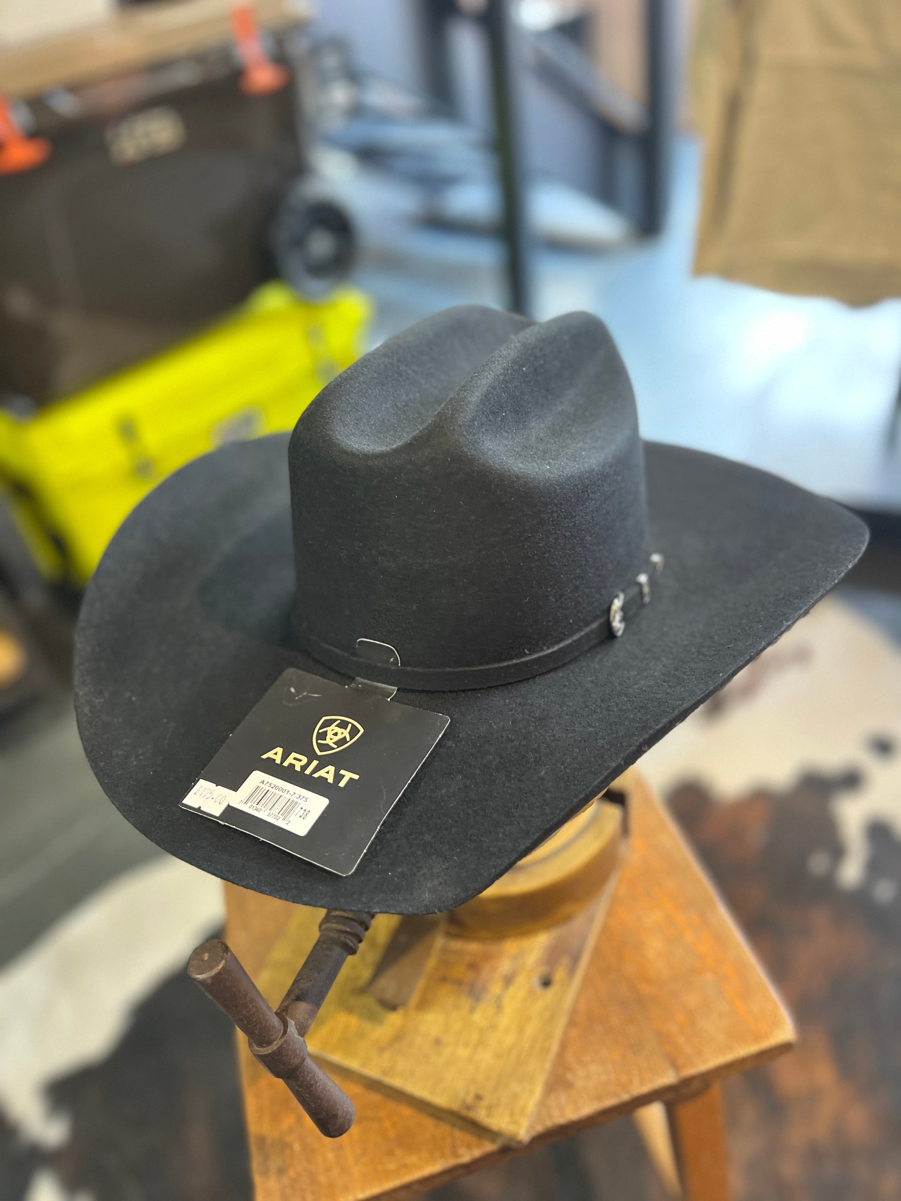 Ariat 2X Black Wool Felt Cowboy Hat