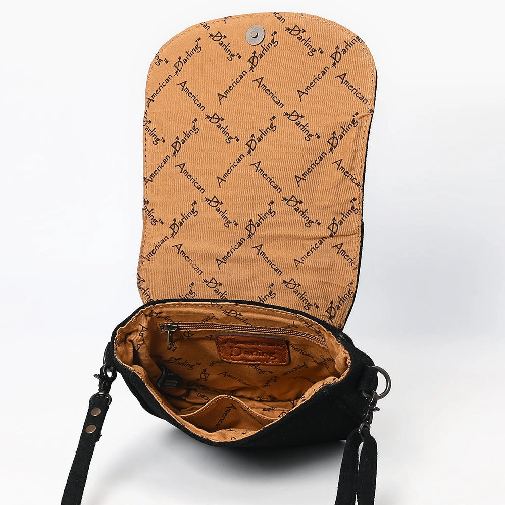 American Darling Boot Stitched Genuine Leather Suede Western Bag