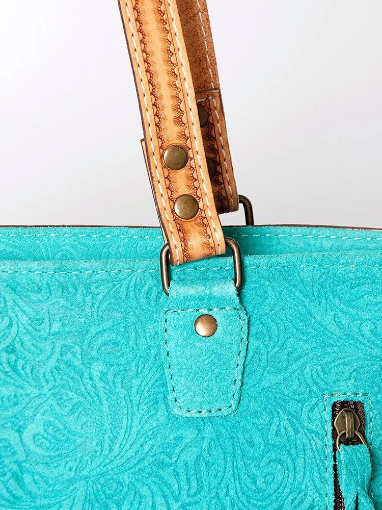 American Darling Genuine Leather Turquoise Fringe Western Bag