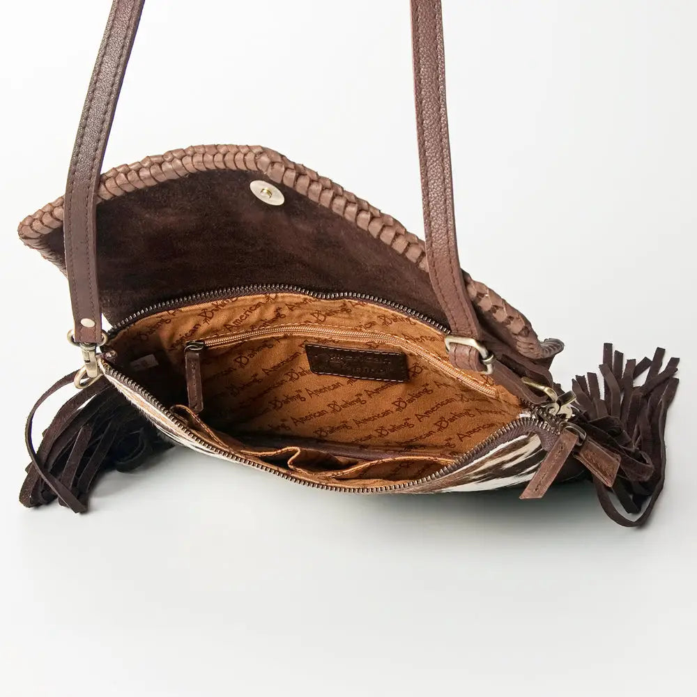 American Darling Cowhide Genuine Hand Tooled Leather Fringe Bag