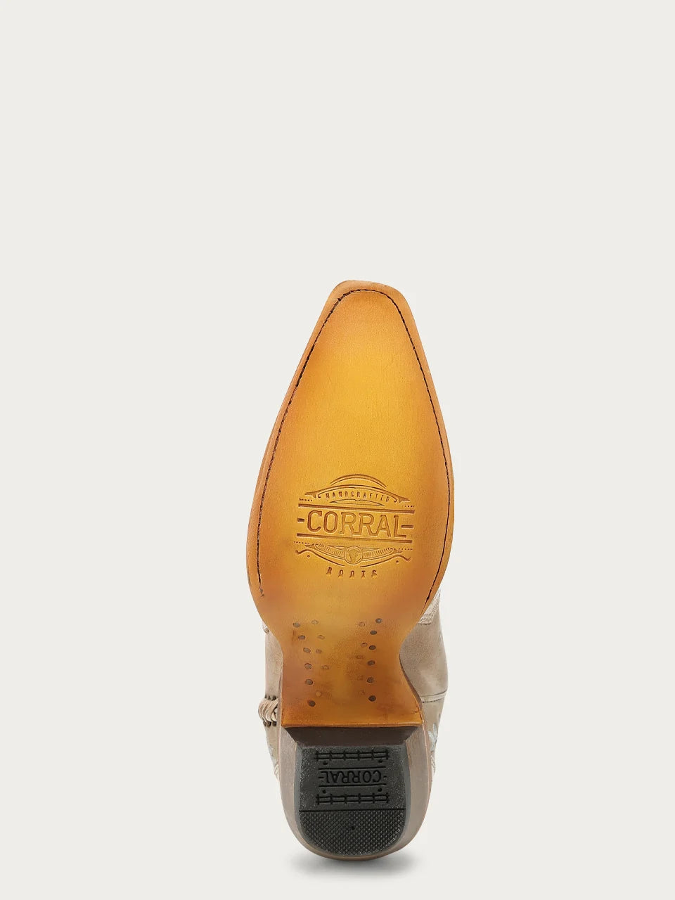 Corral Bone Horseshoe Overlay Snip Toe Cowboy Boot A5069