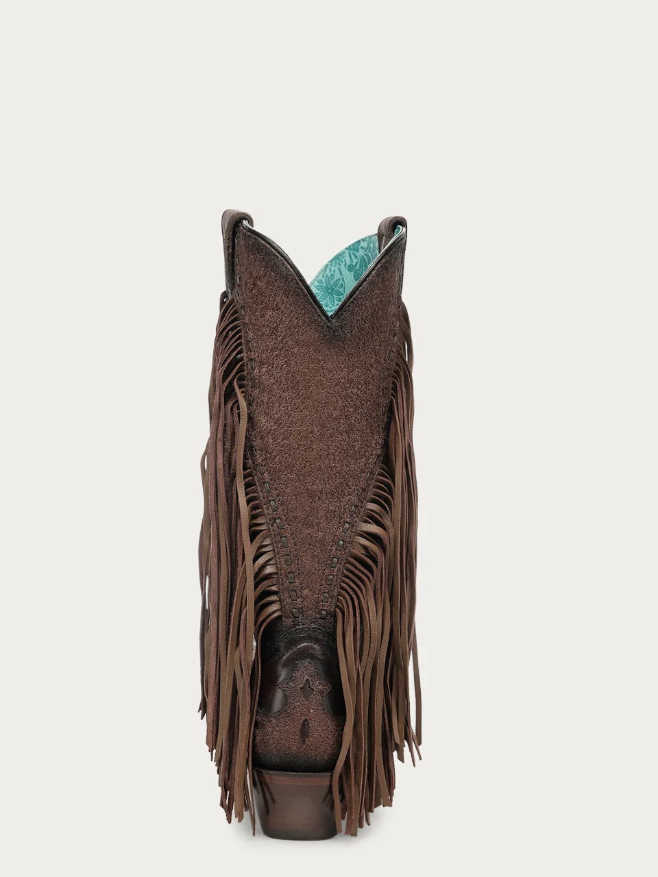 Corral Brown Overlay Lamb Fringe Woven Snip Toe Cowboy Boots A5023