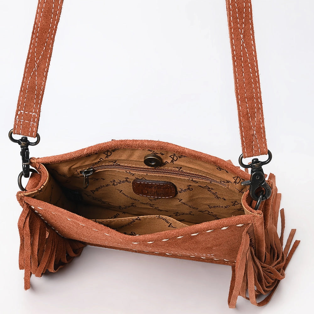American Darling Fringed Cowboy Boot Stitch Tan Bag