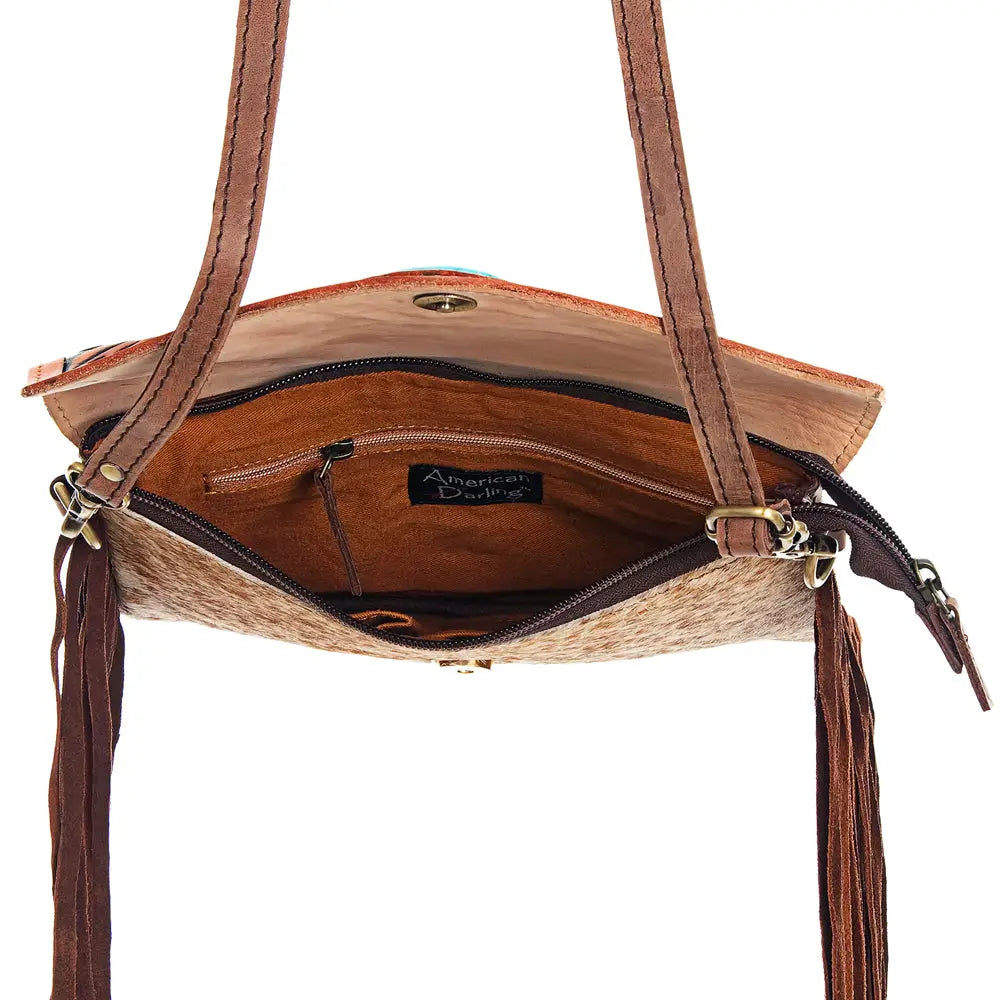 American Darling Fringe Hand Tooled Cowhide Western Bag