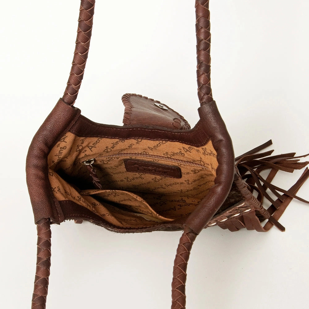 American Darling Cowhide Fringe Hand Tooled Western Bag