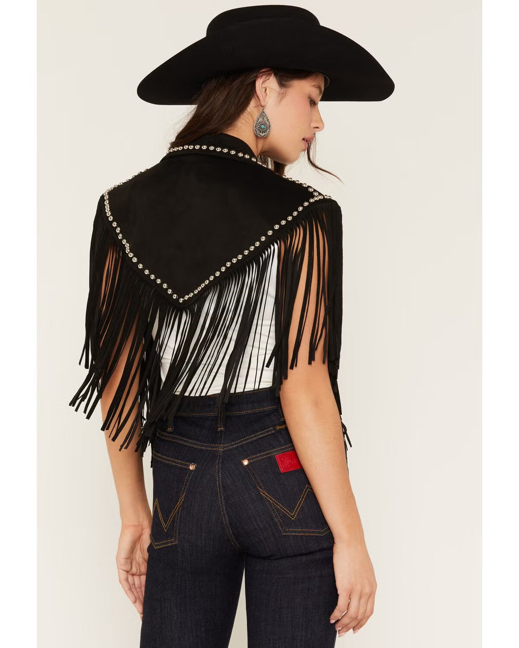 Saints & Hearts Women's Faux Suede Studded Cape Black
