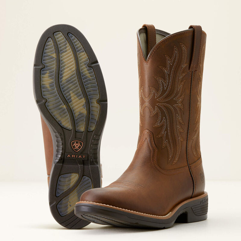 Ariat Ridgeback Round Toe Western Boot Distressed Tan