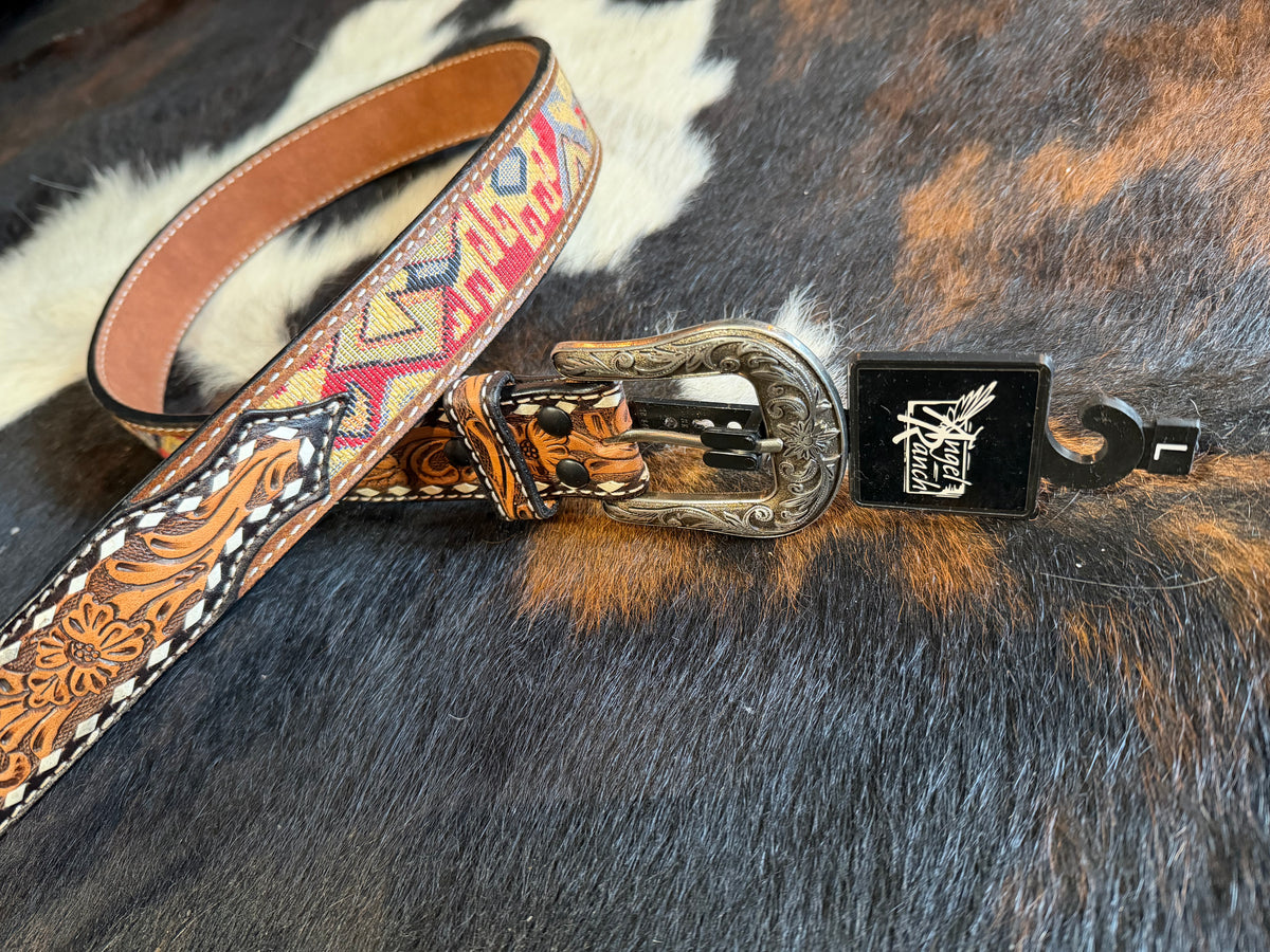Angel Ranch Hand Tooled Western Belt