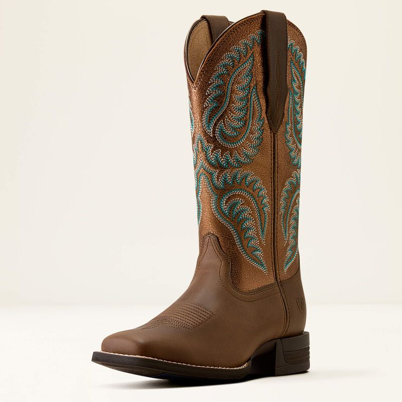 Ariat Cattle Caite Wide Square Toe Western Boot Mocha Dust