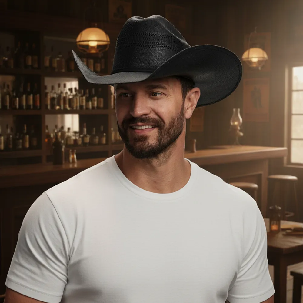 American Hat Makers Bozeman Black Straw Cowboy Hat