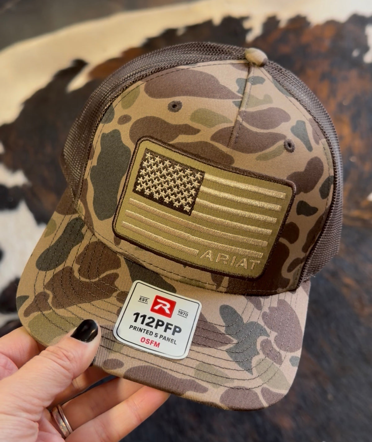 Ariat Camo American Flag Cap
