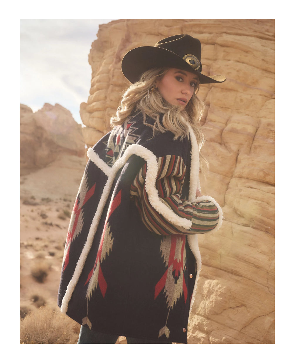 Wrangler x Lainey Wilson Oversized Aztec Fleece Coat