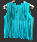 Lucky & Blessed Fringe Turquoise Top