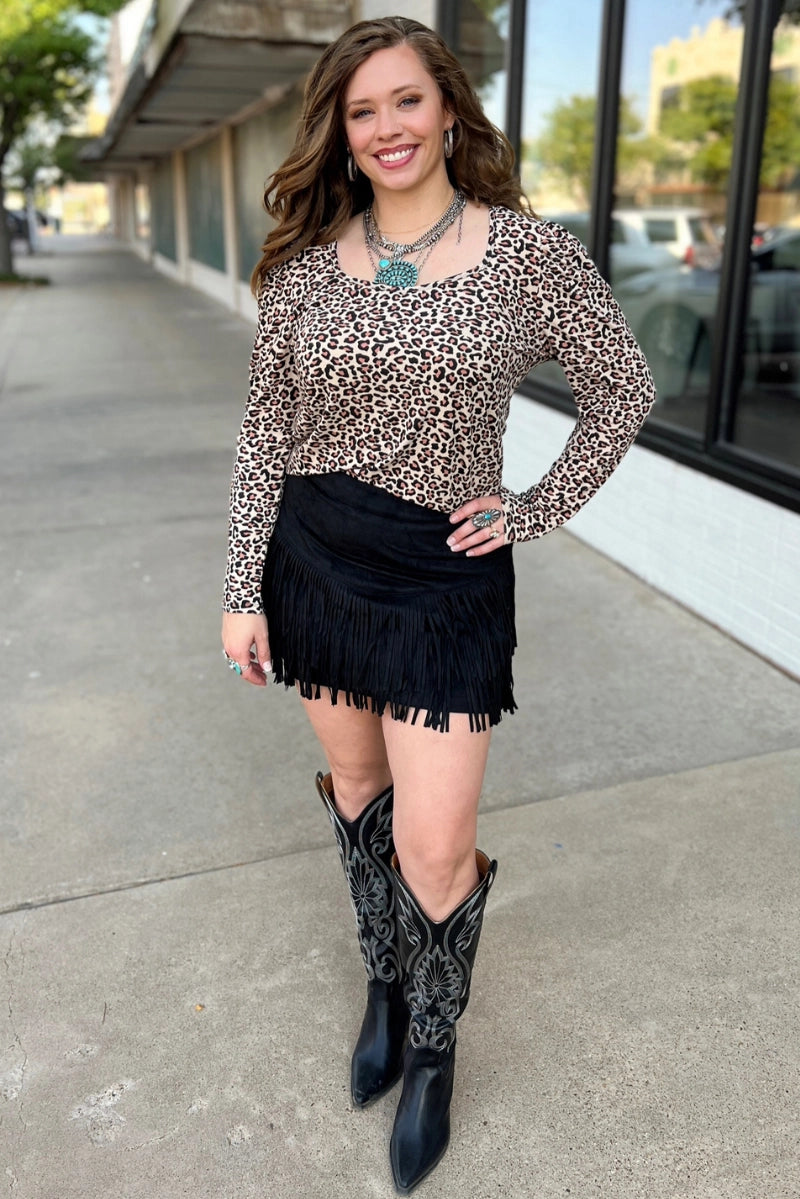 Sterling Kreek Fort Worth Fringe Skort BLACK