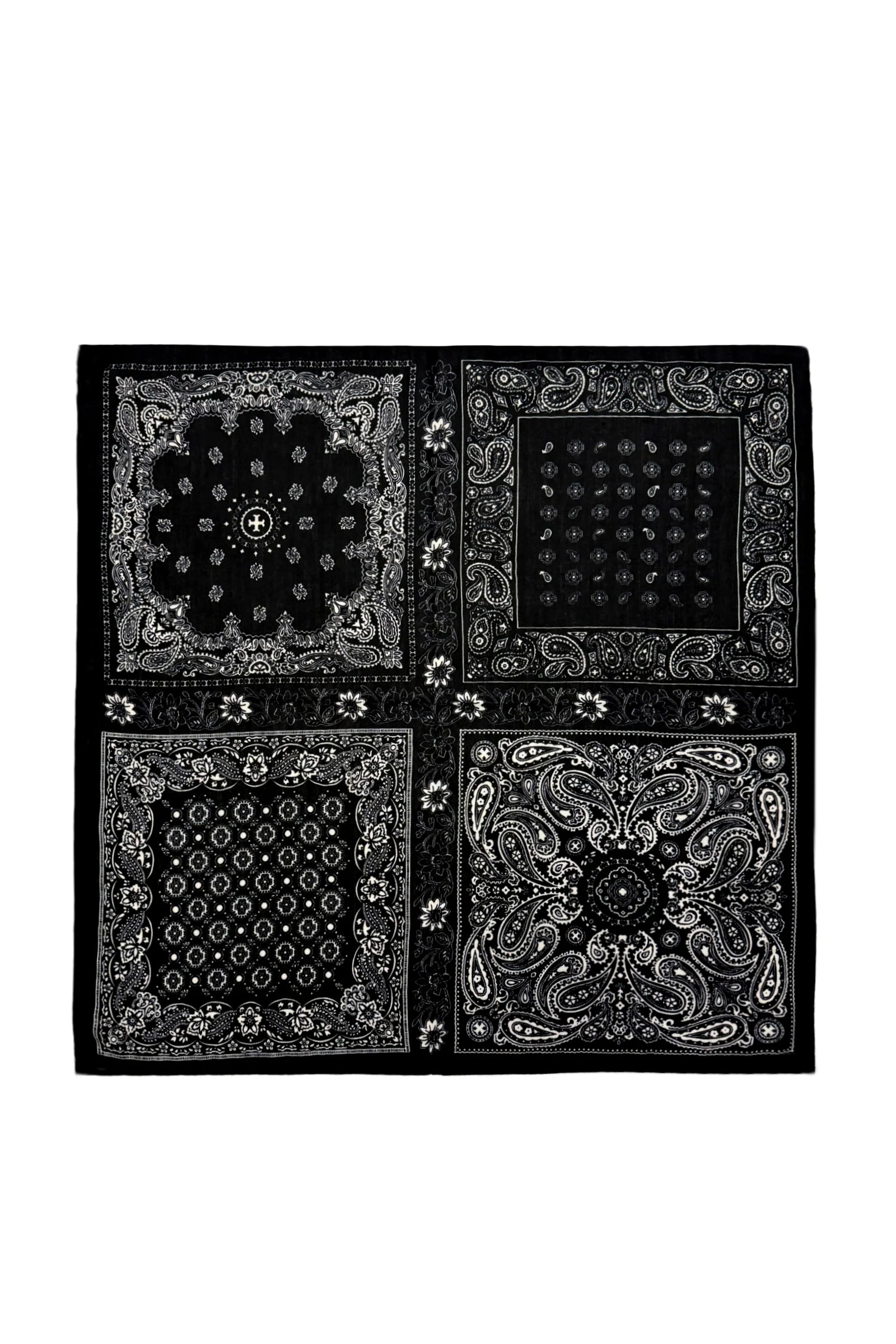 Block Print Paisley Wild Rag Banana Black